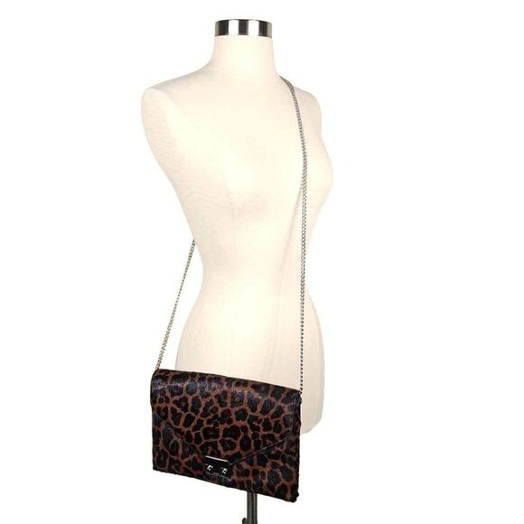 Loeffler Randall Leopard Print Calf Hair & Leather Crossbody Bag $498 NWT - Picture 6 of 11